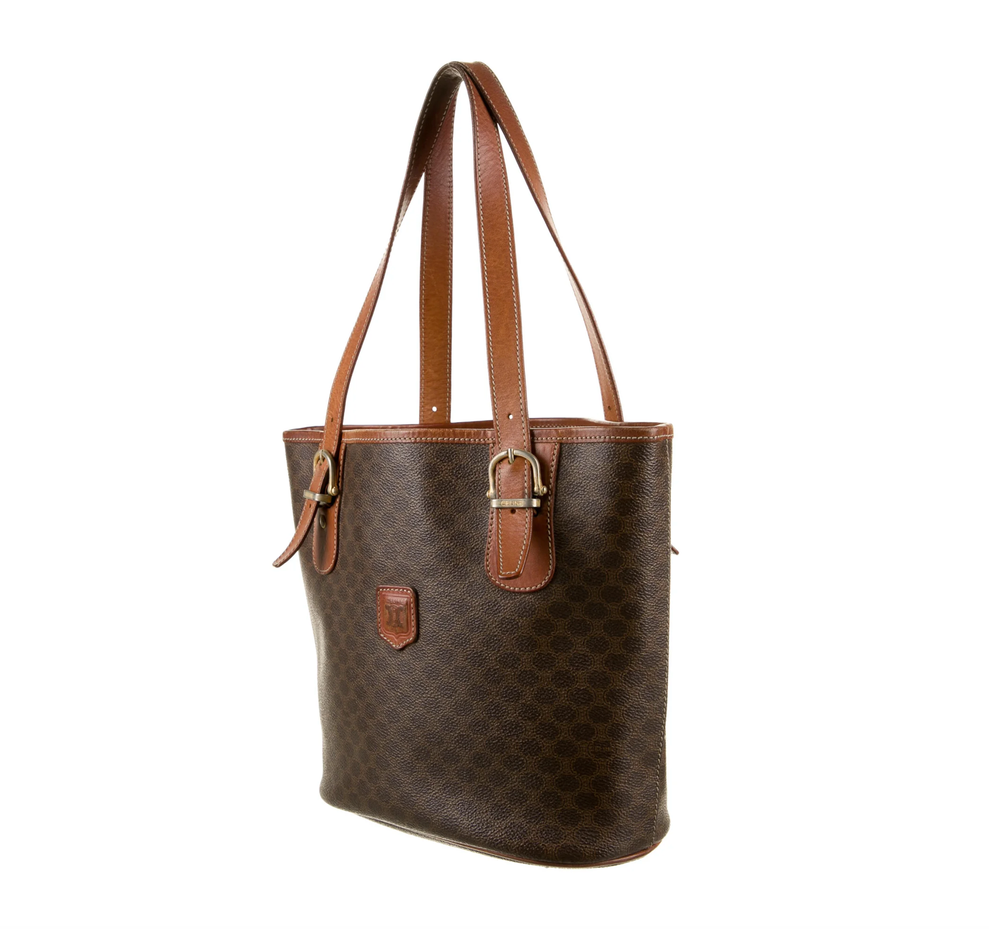 Céline Celine Tote Bag Vintage Macadam Brown Cloth ref.1004385