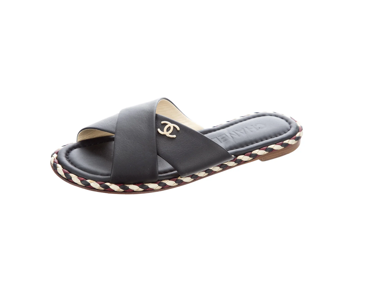 Chanel Crossover Leather Slides Size 39 – L'Histoire